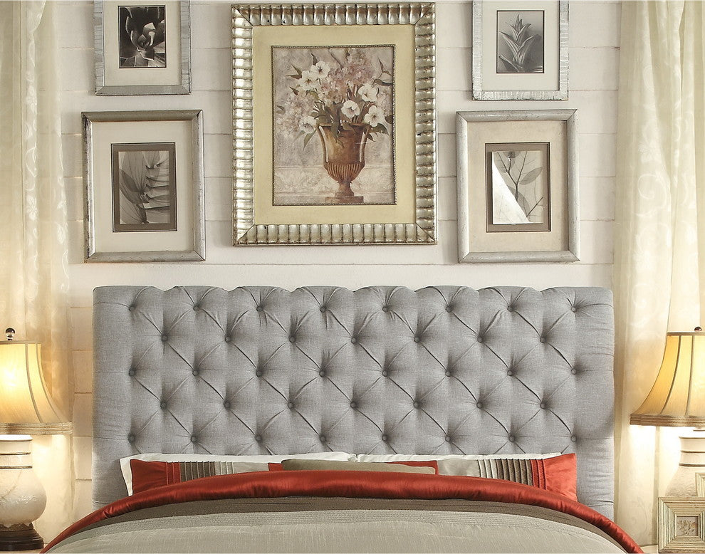 Alexis Chesterfield Tufted Upholstered Platform Bed, Queen, Gray