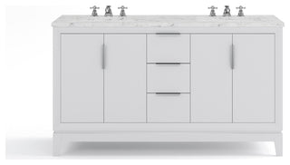 Elizabeth 60" Double Sink Carrara White Marble Vanity, Pure White