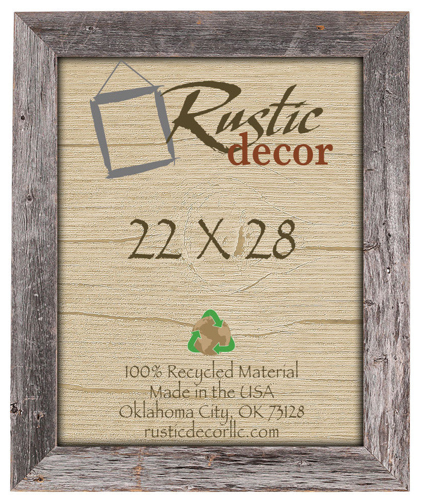 Catoosa Extra Wide Reclaimed Rustic Barn Wood Wall Frame, 22"x28"
