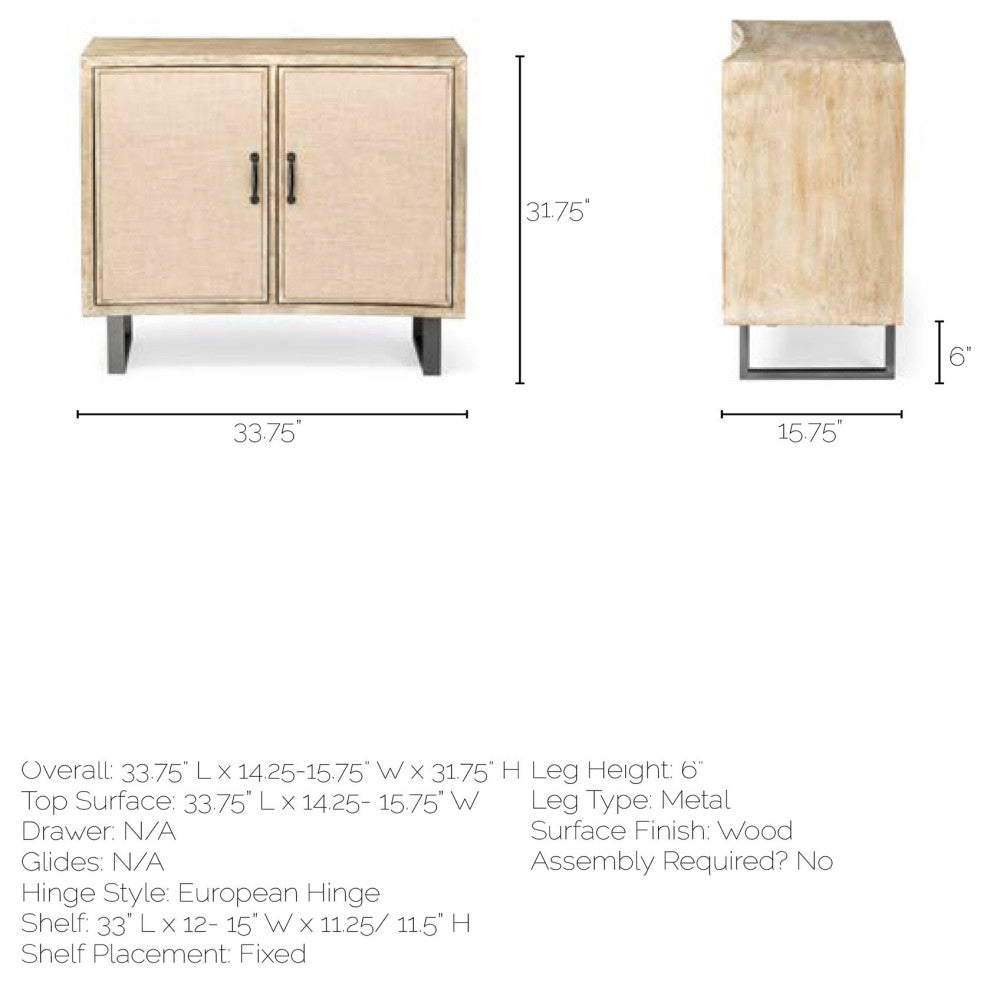 Bellefontaine Natural Fir Veneer And Black Metal Frame Accent Cabinet