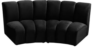 Infinity Channel Tufted Velvet Modular Chair, Black, 2 Piece