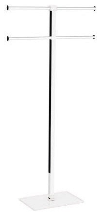 Floor Standing Towel Rack of Steel and Resin, White