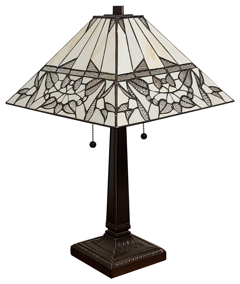 Tiffany Style 2 Light Antique Table Lamp, 23" Tall
