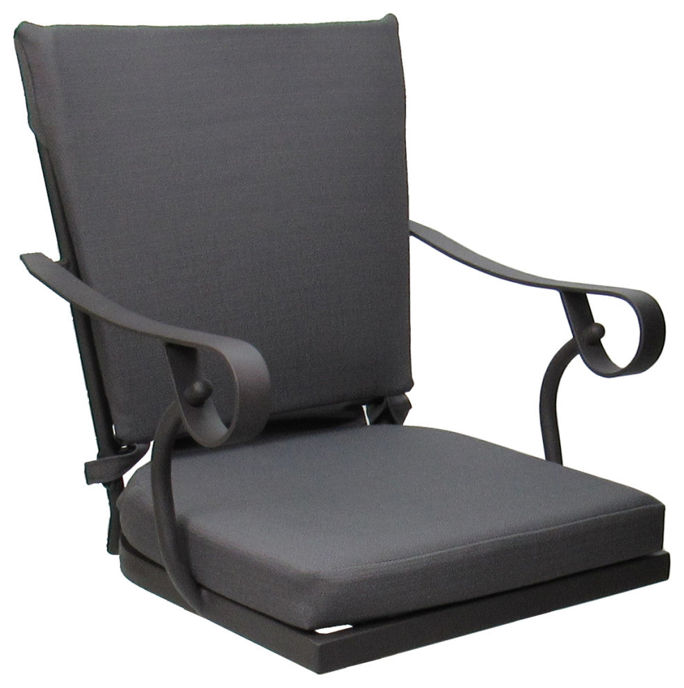 Outdoor/Indoor Patio Swivel Dining Chair Jamey With Arms, Dark Gray Linen - Gray