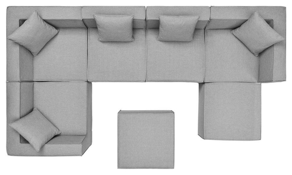 Callum 16 Round Woven Heathered Fabric Upholstered Ottoman