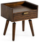 Classic Dark Walnut Acacia Wood Nightstand With Single Drawer