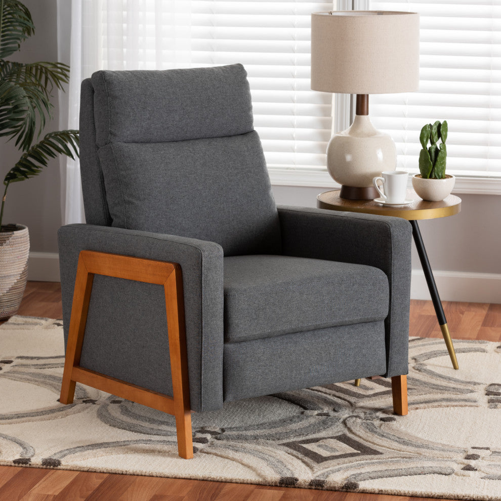 Halstein Mid-Century Modern Upholstered Lounge Chair, Gray