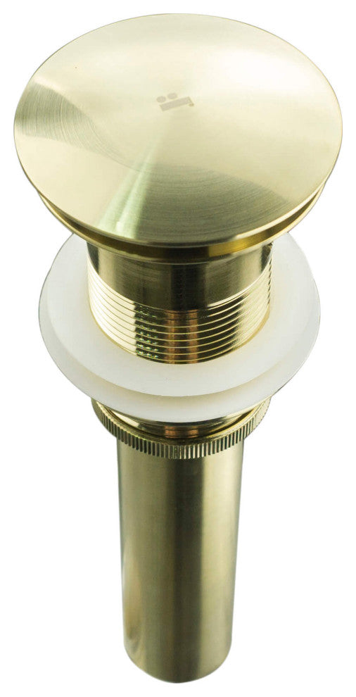 Fine Fixtures Pop-Up Bathroom Sink Drain Without Overflow, Satin Brass
