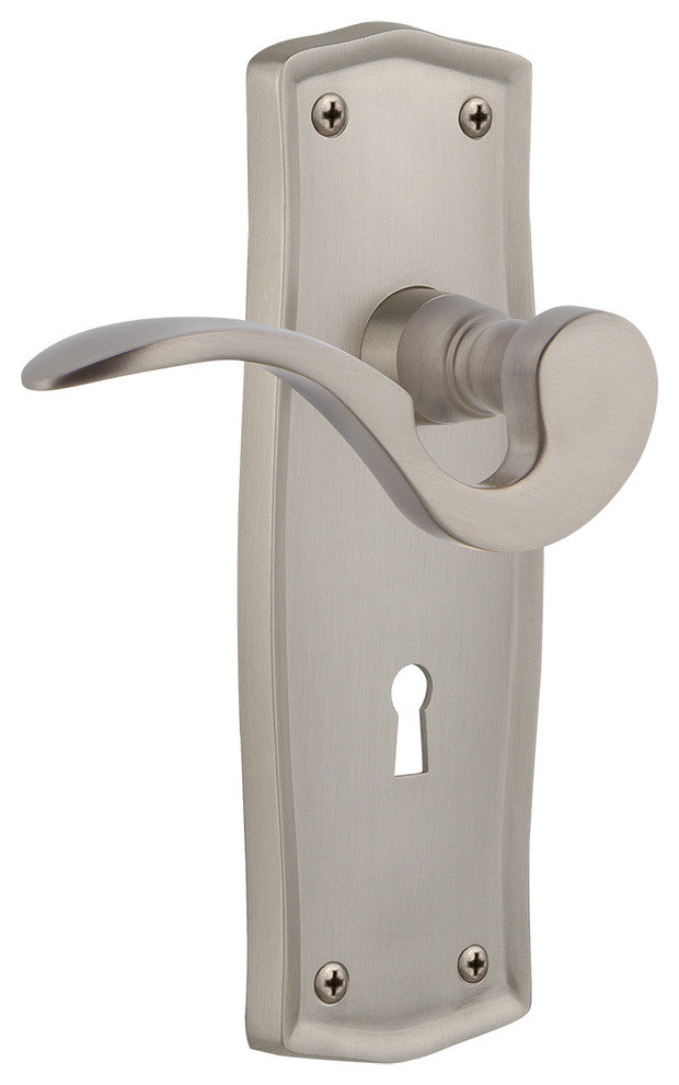Prairie Plate With Keyhole Manor Lever, Satin Nickel, Double Dummy, Non-Handed