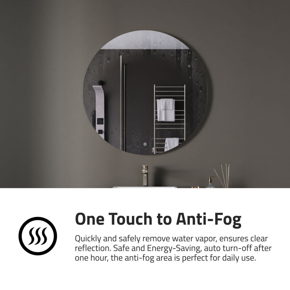 ANZZI 32" Diam. LED Back Lighting Bathroom Mirror With Defogger