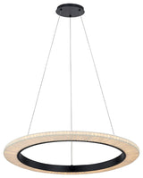 Textile Medallo LED Ring Cream Linen Fabric Pendant 24"