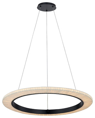 Textile Medallo LED Ring Cream Linen Fabric Pendant 24"
