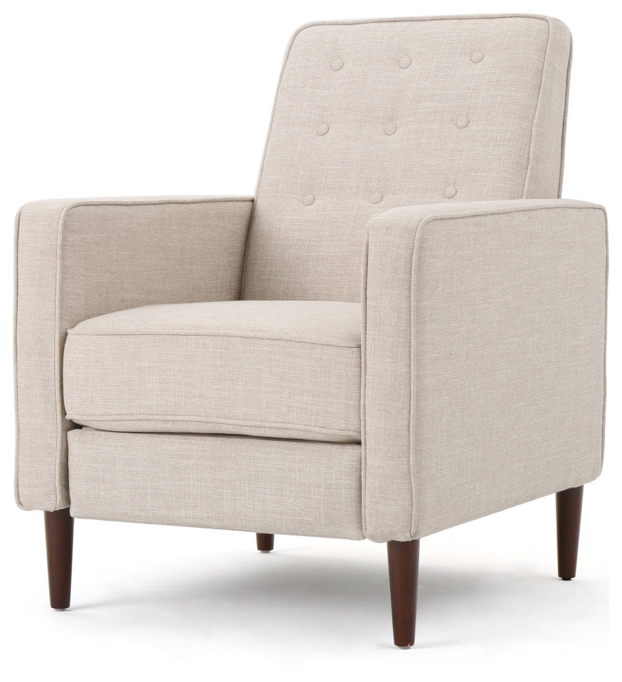 GDF Studio Macedonia Mid-Century Modern Button Tufted Recliner, Wheat Fabric