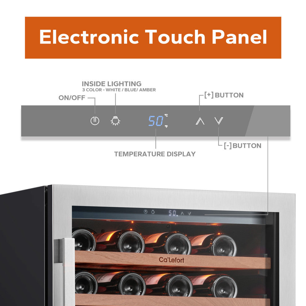Ca"™Lefort 24" Wine Refrigerator 40-65Â°F Temp Control, 3 LED Lighting