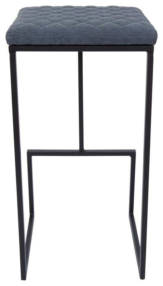 LeisureMod Quincy Quilted Stitched Leather Bar Stools With Metal Frame
