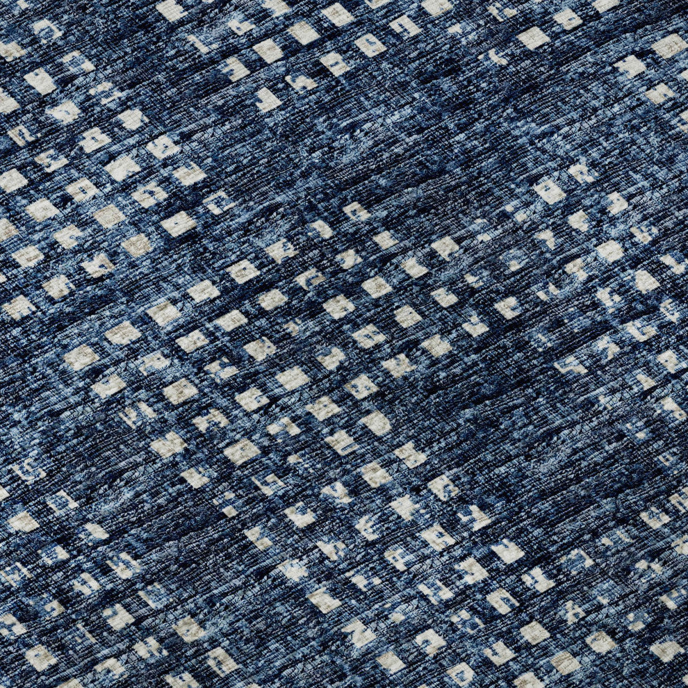 Premium Machine Washable Mayfield AMF33 Blue 8' x 8' Round Rug