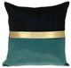 Teal Gold and Black Tufted Velvet Square Pillow