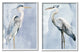 Heron Birds Standing Blue Sky Watercolor Painting, 2pc, each 11 x 14