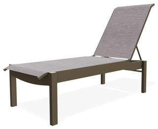 Leeward Sling Stackable Outdoor Chaise Lounge, Fossil/Beachwood