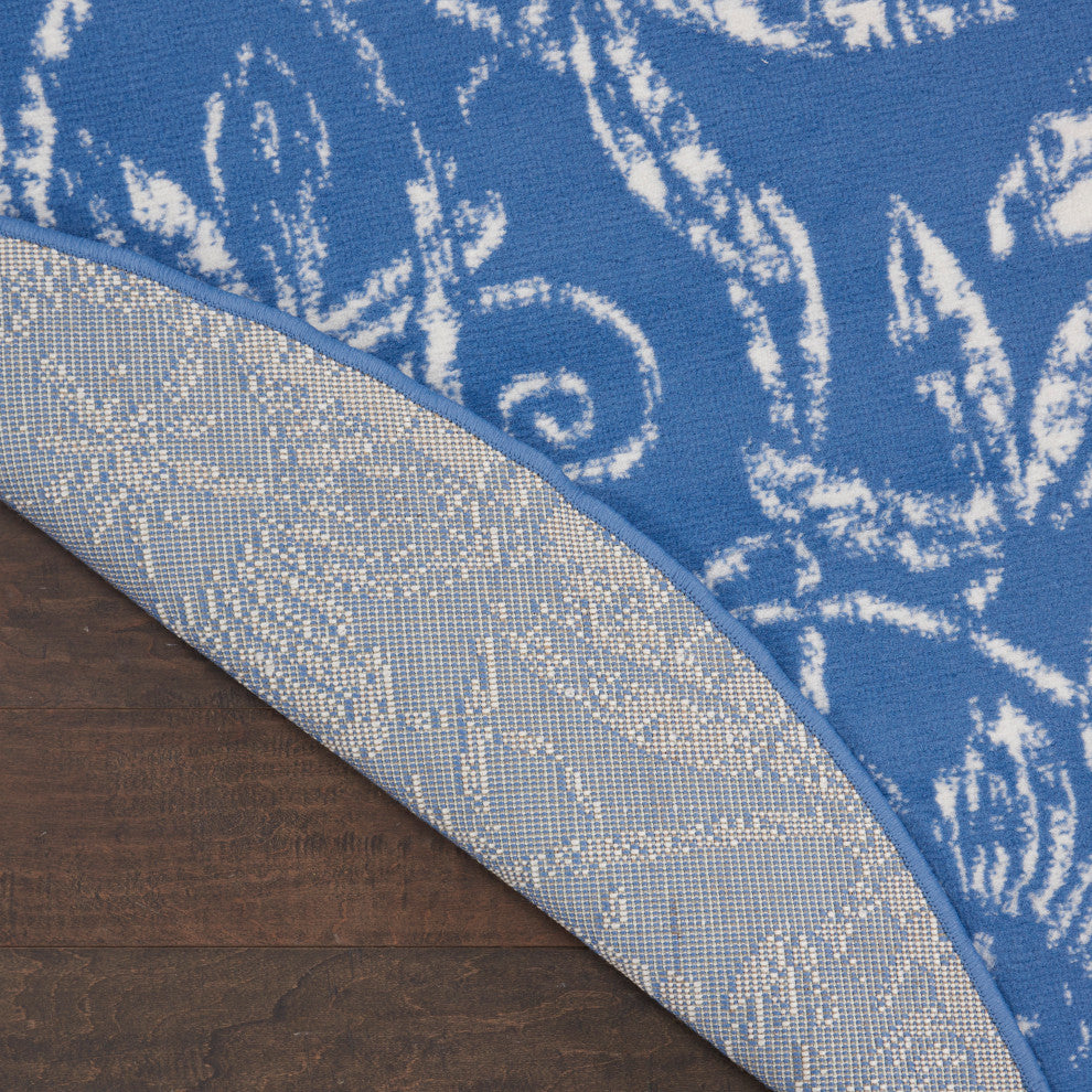 Nourison Whimsicle 8' x Round Blue Farmhouse Indoor Area Rug