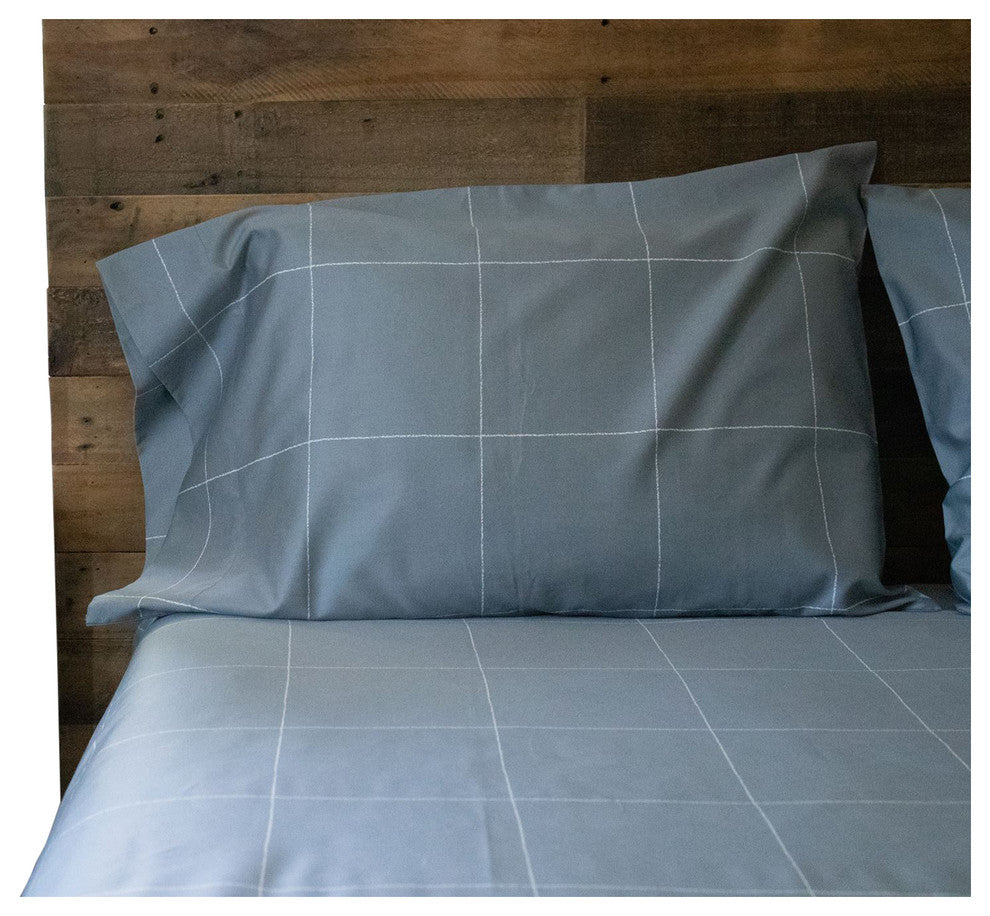Windowpane 400 TC 100% Matte Sateen Cotton Sheet Set, Charcoal, California King
