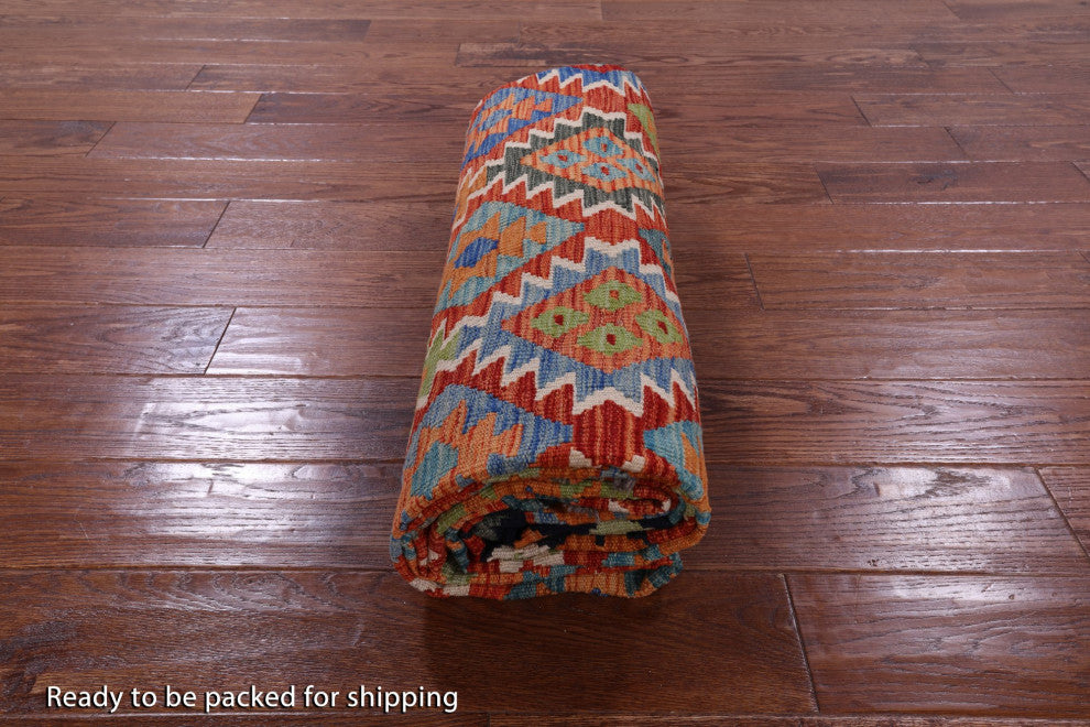 6' 9" X 9' 8" Wool On Wool Flat Weave Kilim Reversible Rug Q9473