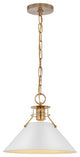Outpost 1-Light Medium Pendant, Matte White With Burnished Brass