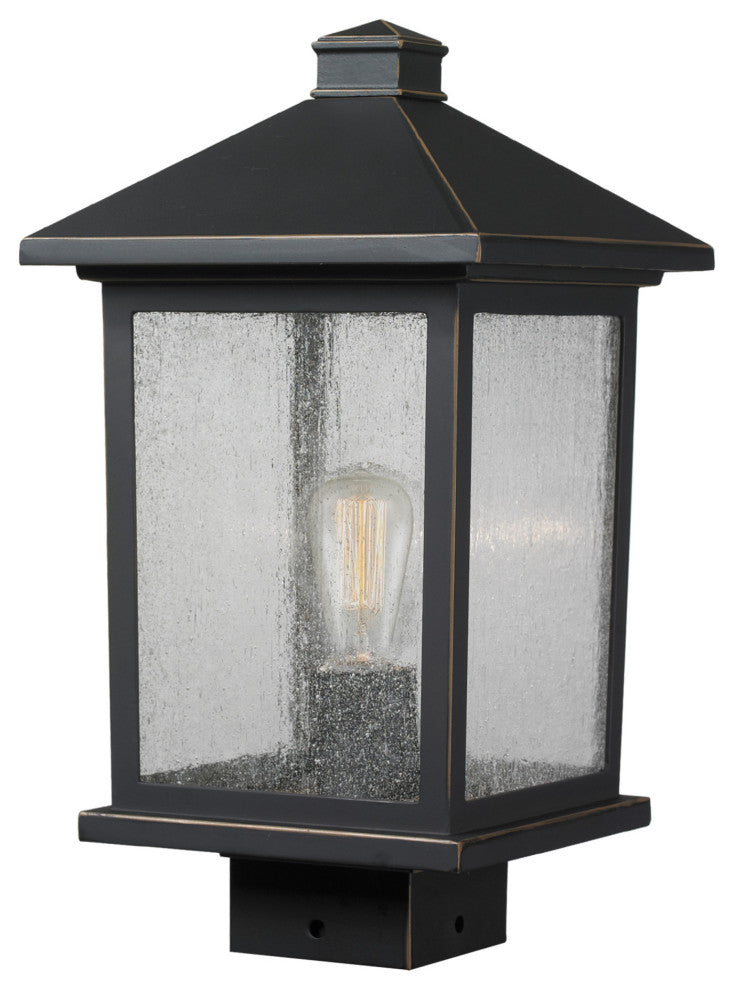 Z-Lite 531PHMS Portland 14.375" Tall 1 Light Outdoor Lantern Post - Oil Rubbed