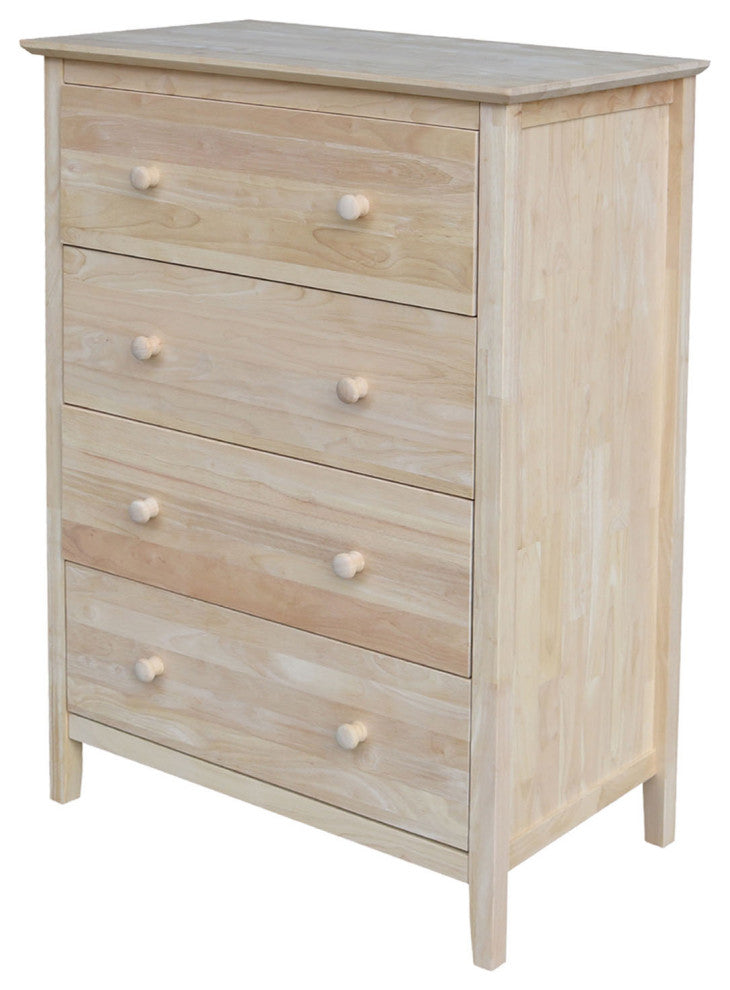 Solid Wood Dresser Chest With 4 Drawers