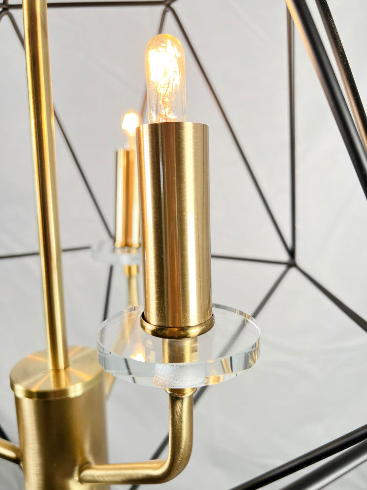 Amaite 3-Light Black and Gold Geometric Chandelier
