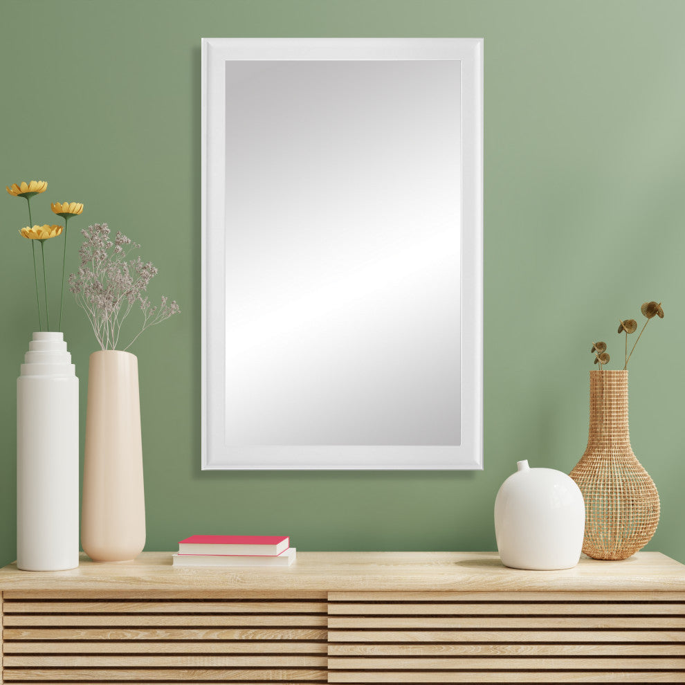Morgan Framed Wall Mirror, White, 28"x36"