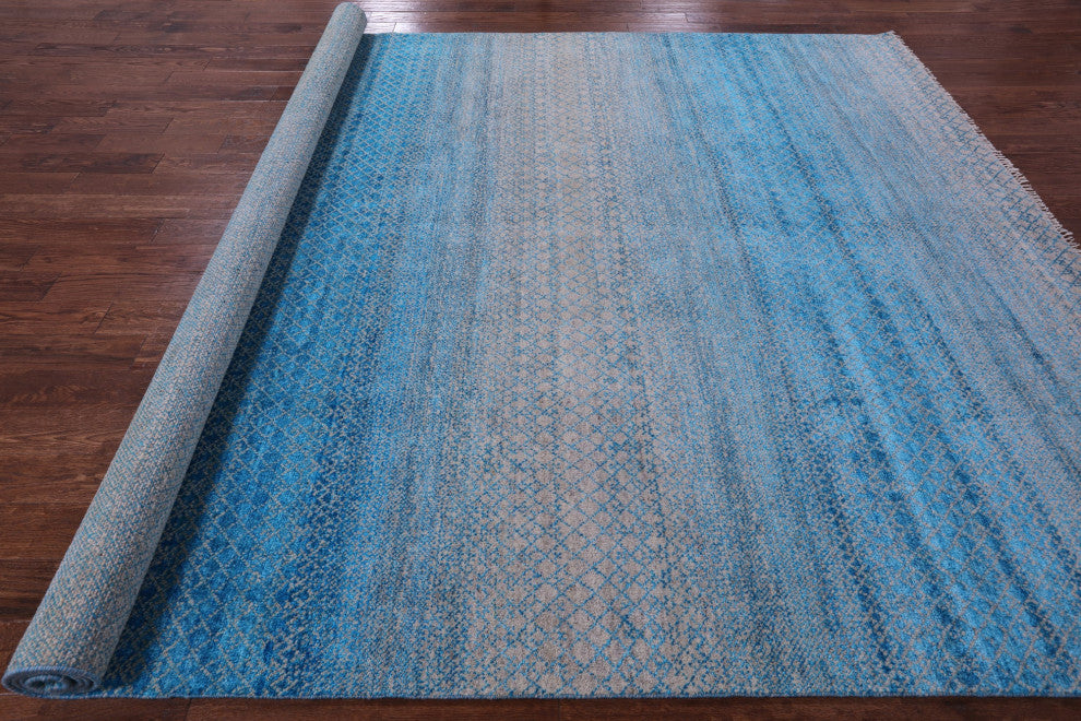9' 2" X 12' 2" Savannah Grass Wool & Silk Hand-Knotted Rug - Q15437