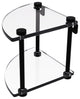 Two Tier Corner Glass Shelf, Matte Black
