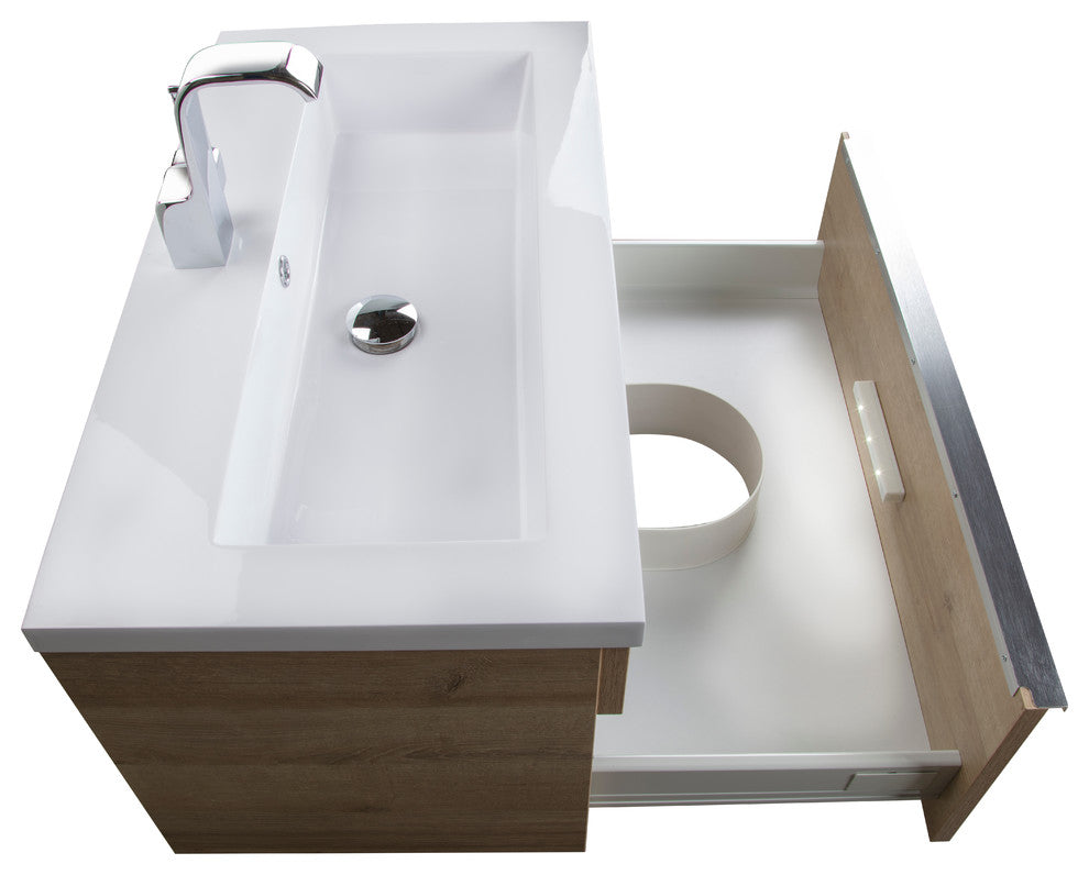 Trough Collection 30" Wall Mount Modern Bathroom Vanity