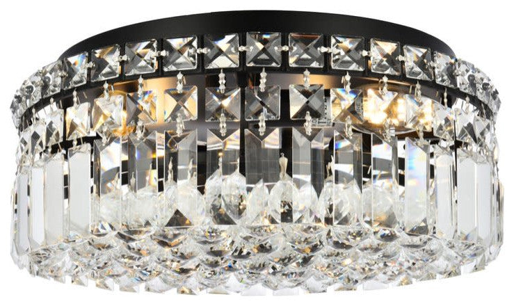 Elegant Lighting V2030F14/RC Maxime 4 Light 14"W Flush Mount Drum - Black