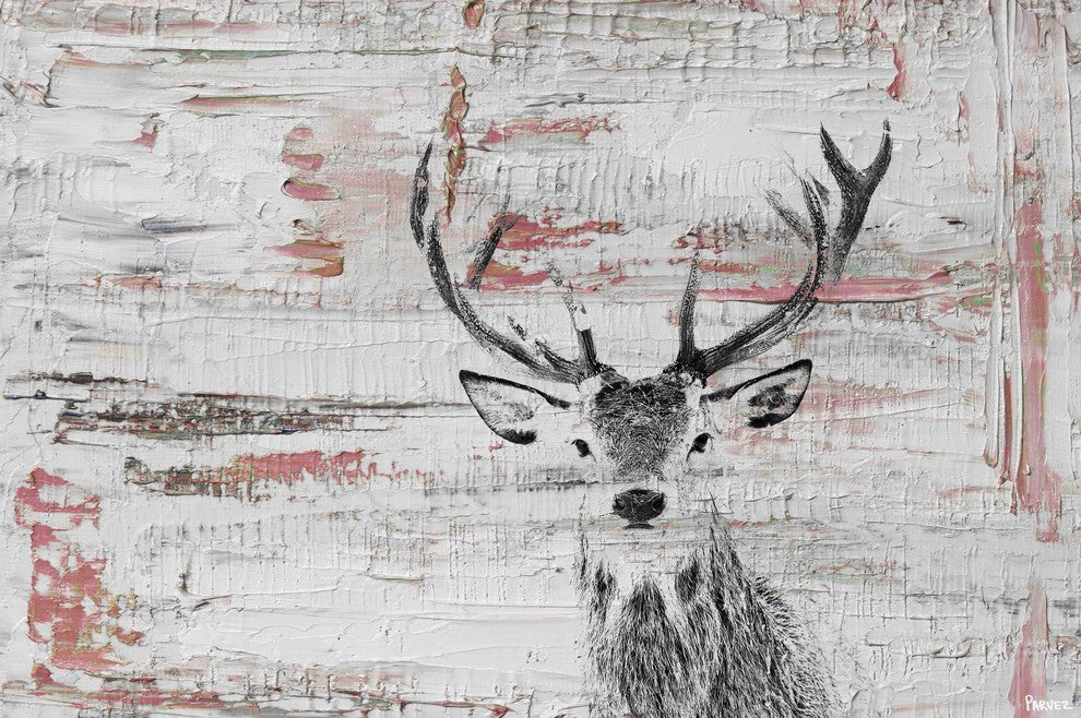 "Deer Glare" Painting Print on Wrapped Canvas, 45"x30"