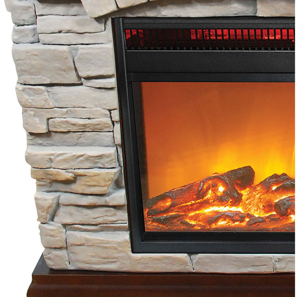 Large Square Infrared Faux Stone Fireplace