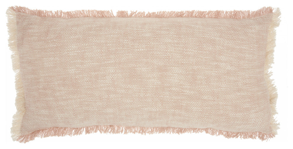 Pink and White Woven Heathered Lumbar Throw Pillow