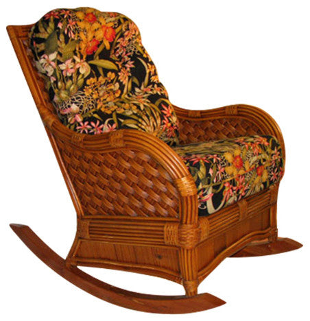 Kingston Reef Rocker in Cinnamon, Aqua Fabric