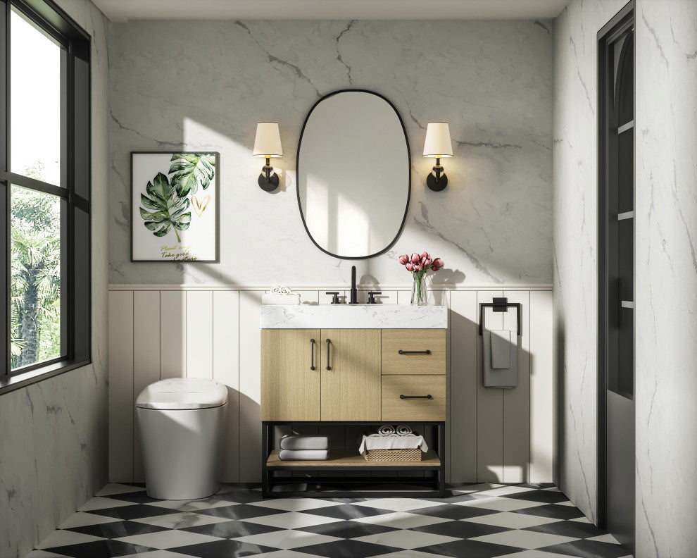 Home Living 32" Single Bathroom Vanity, Honey Brown