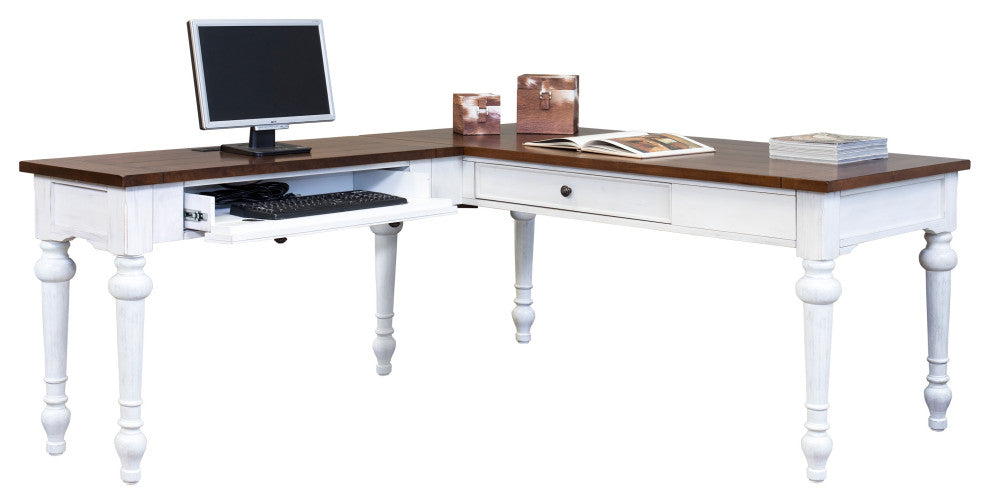 Rustic Wood Writing Desk and Return