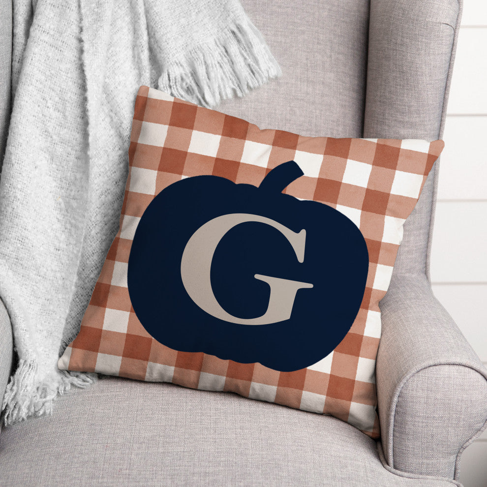 Blue Pumpkin Monogram G 18x18 Spun Poly Pillow