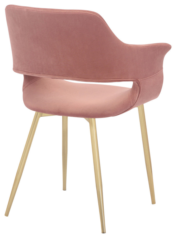Gigi Pink Velvet Dining Room Chair with Gold Metal Legs - Set of 2