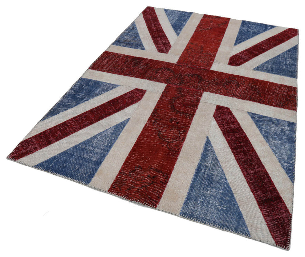 Rug N Carpet - Handwoven Turkish 5' 8'' x 7' 11'' Flag Patchwork Rug