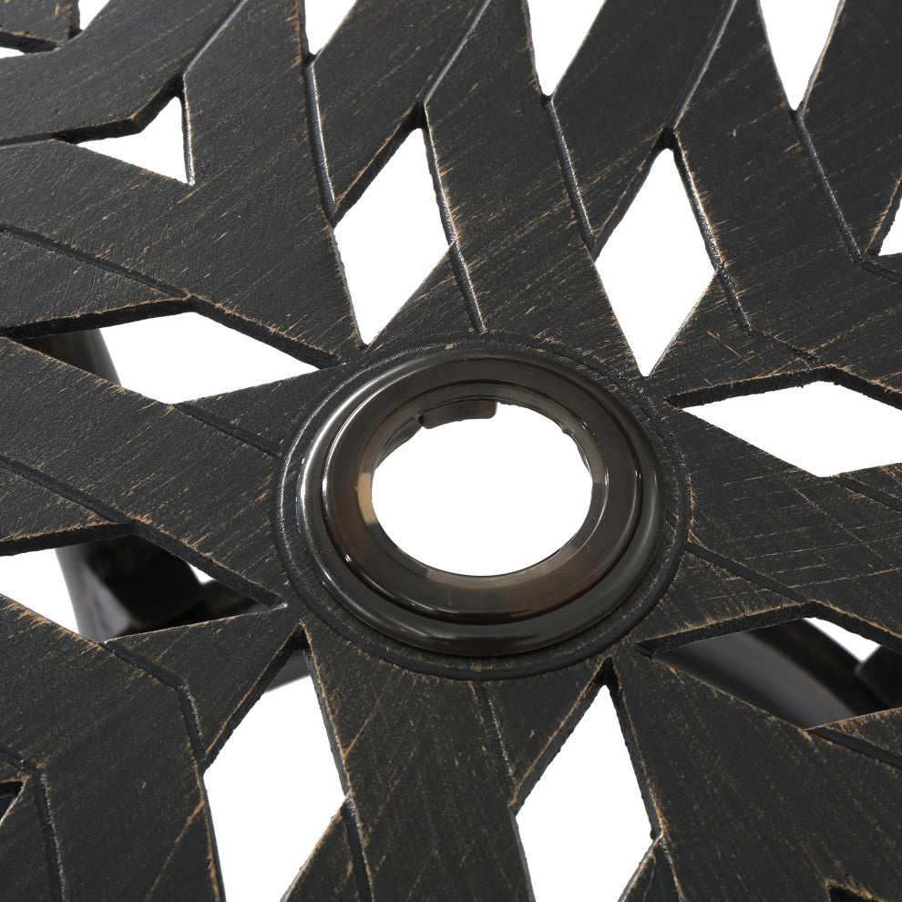 GDF Studio Augusta Outdoor Patina Copper Cast Aluminum Square Dining Table