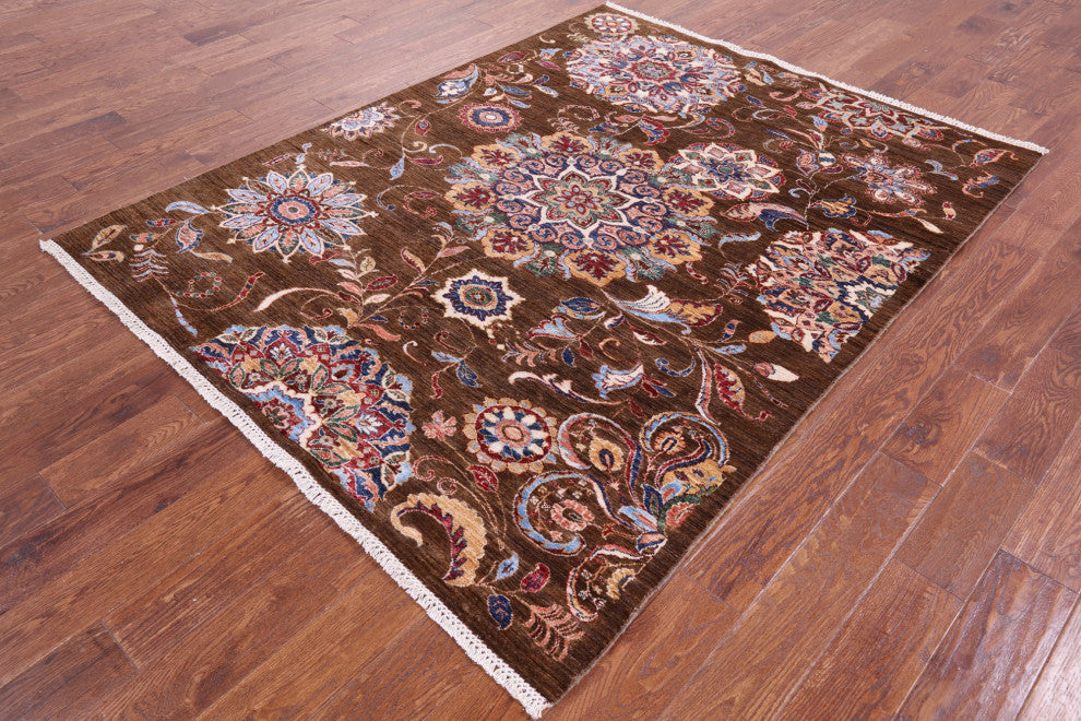 5' 8" X 7' 2" Persian Tabriz Hand Knotted Wool Rug Q11272