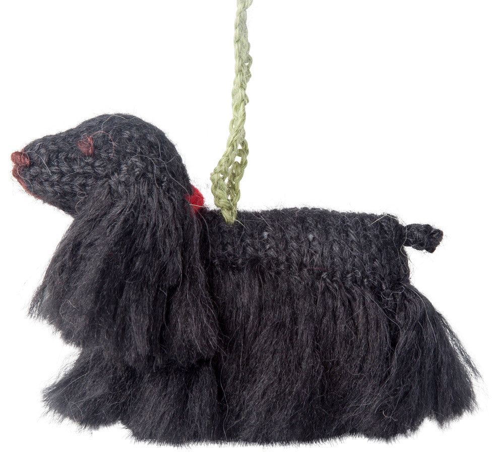 Hand-Knit Black Cocker Spaniel Christmas Ornament