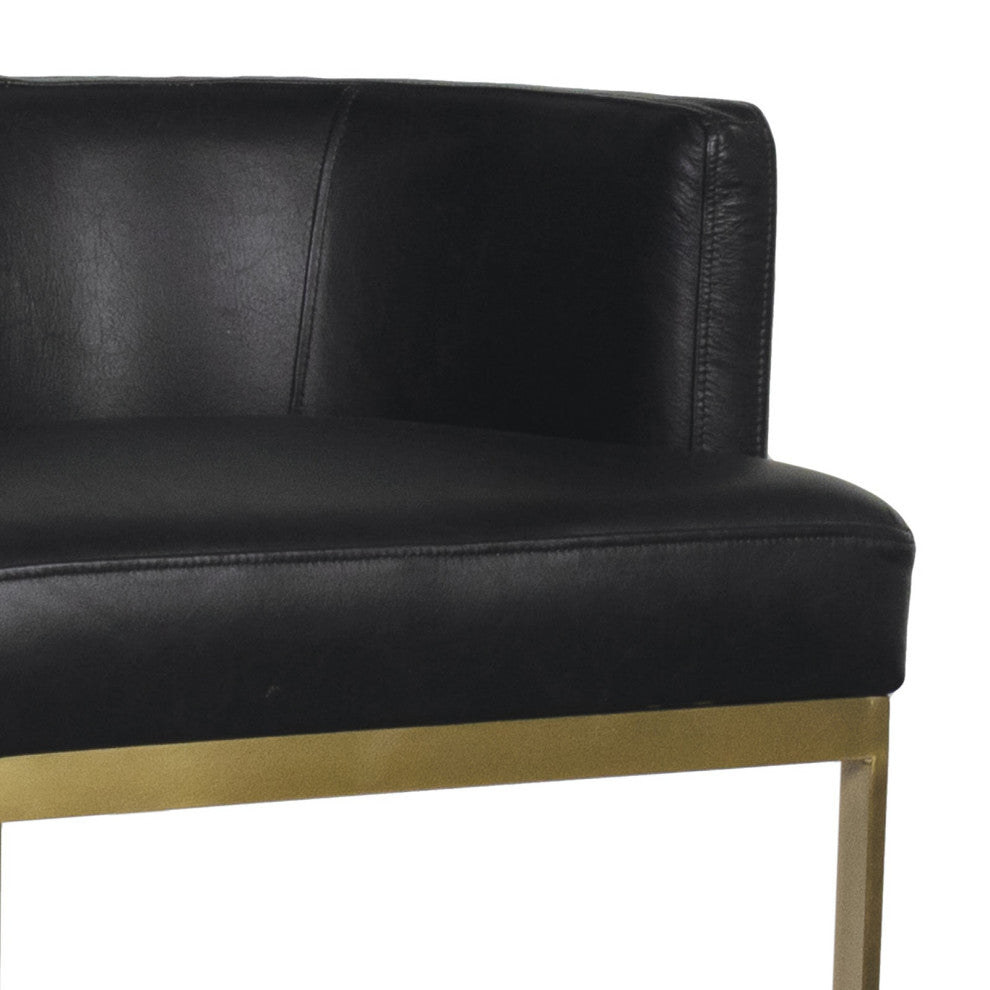 Owen Leather Bar Stool, Modern Black