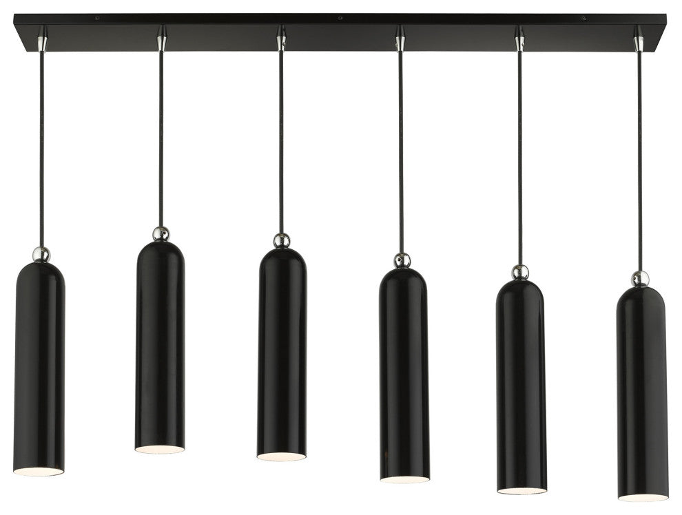 Shiny Black Mid Century Modern, Urban, Scandinavian Linear Pendant