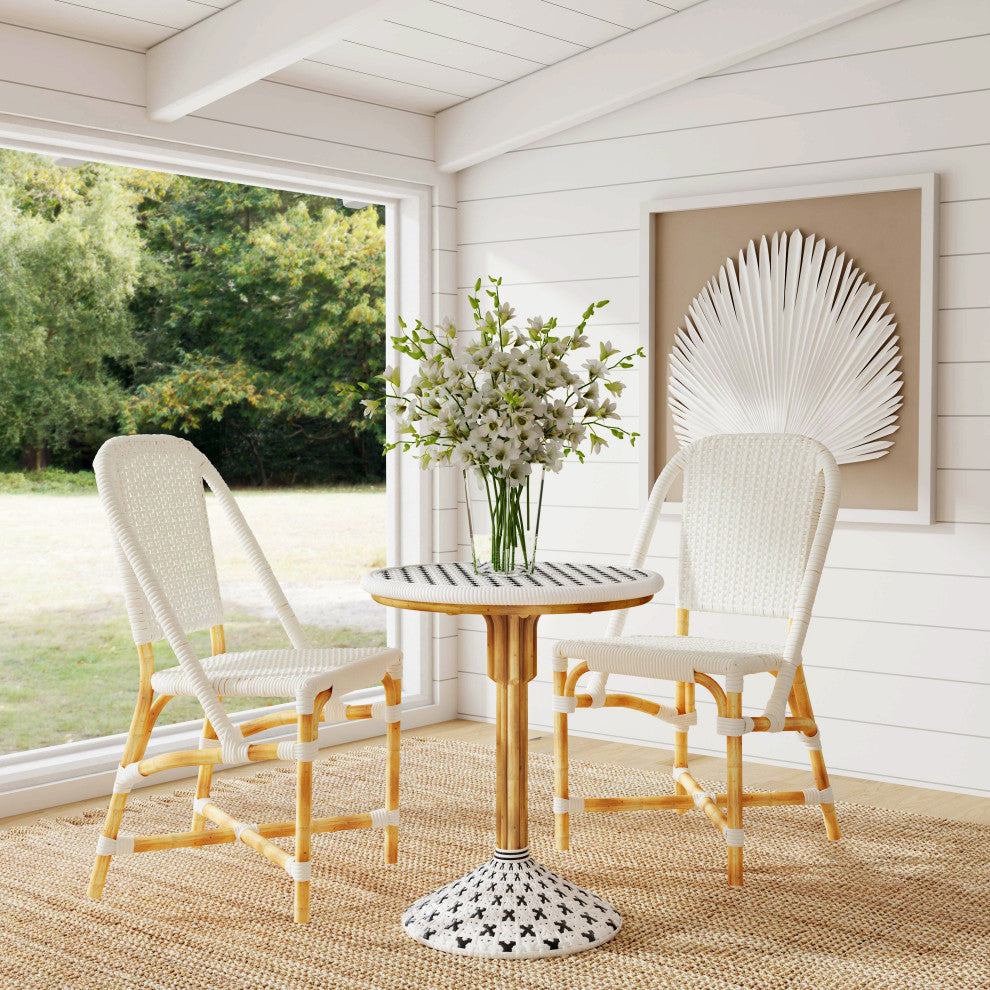 Tenor White and Black Rattan Side Chair